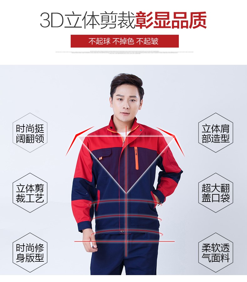 工作服套裝長(cháng)袖春秋季工裝制服汽修勞保服廠(chǎng)服定制(圖3)