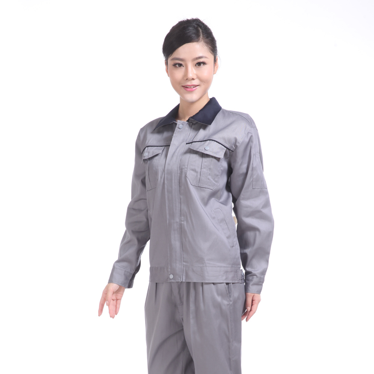 淺灰拼色工作服廠(chǎng)服 春季施工工程服長(cháng)袖套裝 工廠(chǎng)工人用勞保服(圖3)
