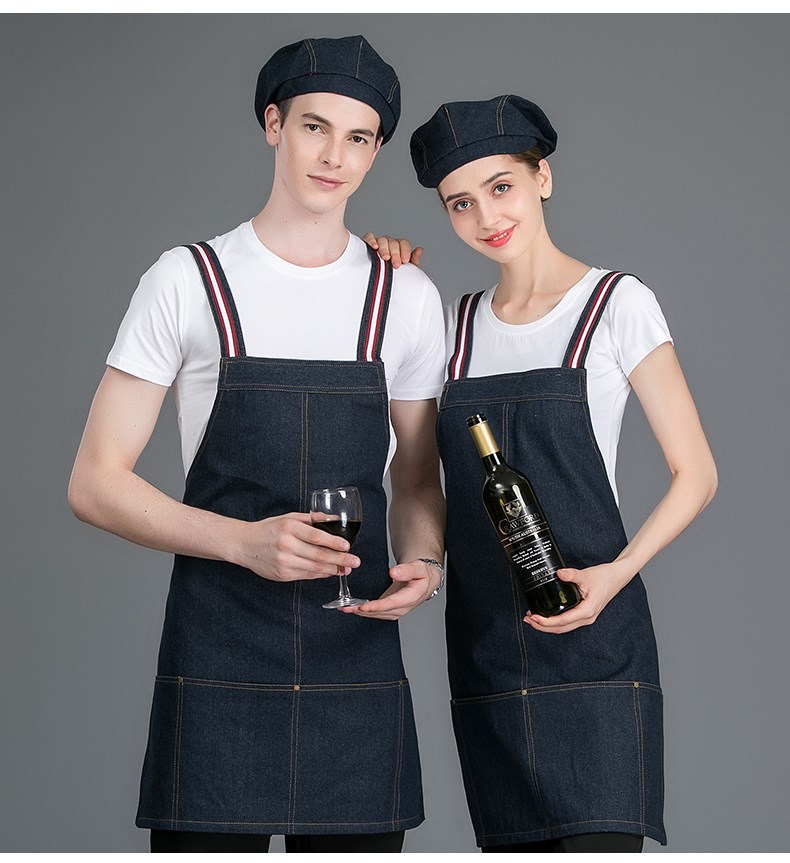 仔工作服圍裙餐廳咖啡師奶茶店花藝理發(fā)師背帶定制圍裙印logo女(圖11)
