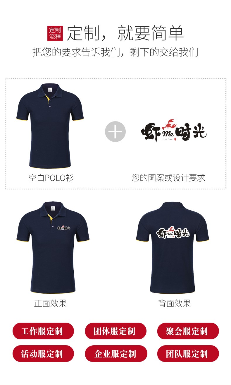 工作服定制logo餐飲服務(wù)員團體t恤短袖印字超市文化廣告polo衫夏(圖2)