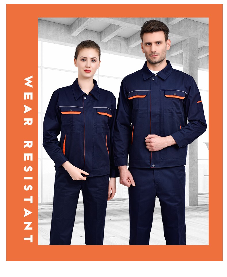 工作服套裝男 長(cháng)袖加厚耐磨工廠(chǎng)車(chē)間汽修服勞保服上衣定做印字(圖16)