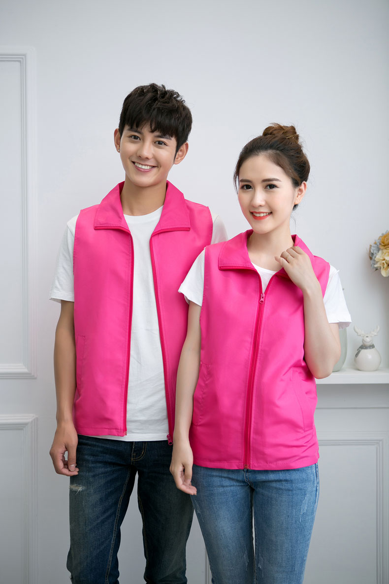 印logo定制志愿者馬甲義工工作服公益活動(dòng)服裝v領(lǐng)背心純棉紅馬甲(圖31)