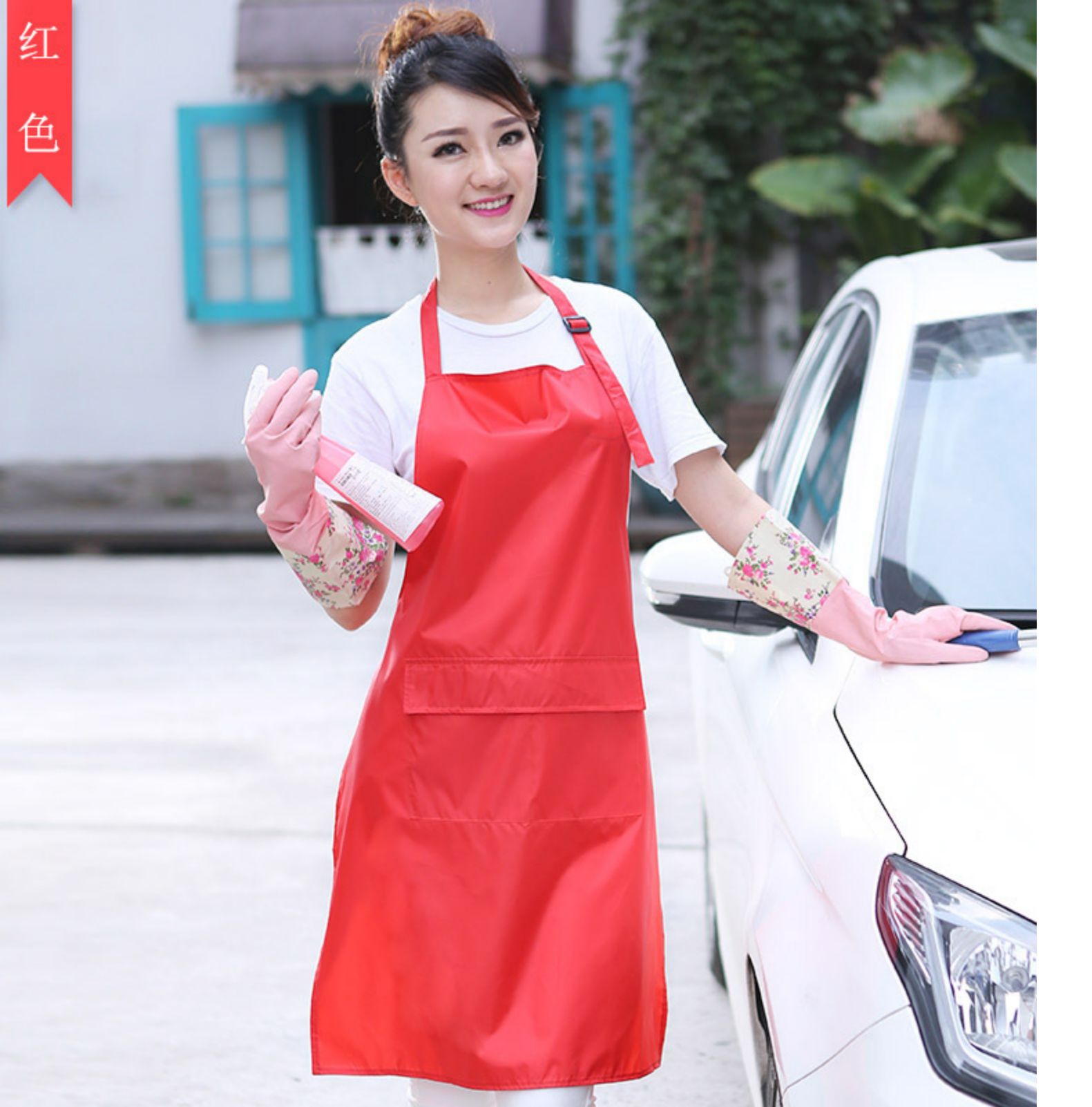 圍裙 防水PVC廚房簡(jiǎn)約工作服韓版時(shí)尚防水廚師圍裙男女定制(圖20)