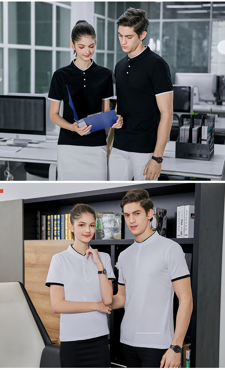 立領(lǐng)工作服t恤定制印logo 短袖團體裝文化廣告polo衫工衣打字刺繡(圖11)