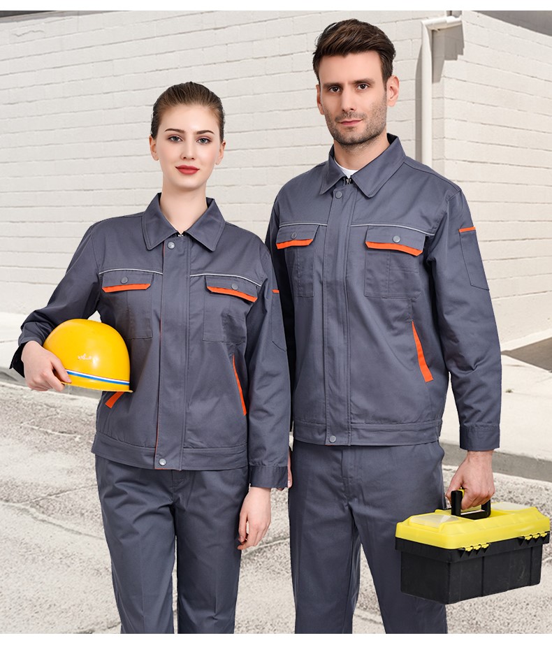 工作服套裝男 長(cháng)袖加厚耐磨工廠(chǎng)車(chē)間汽修服勞保服上衣定做印字(圖19)