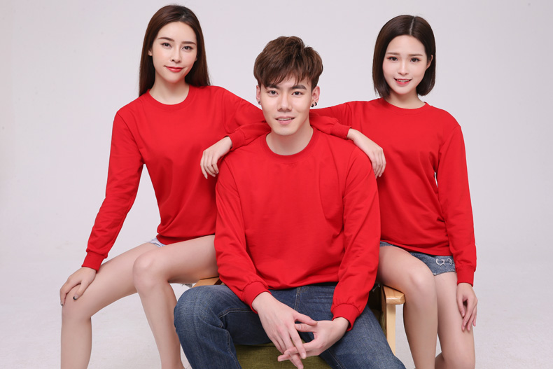 純棉圓領(lǐng)衛衣工作服定制logo加厚企業(yè)文化衫定做無(wú)帽廣告團體服裝(圖1)