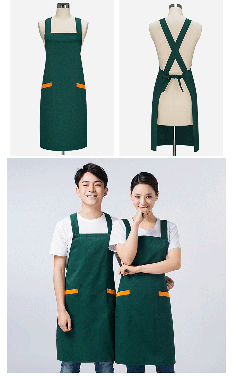 圍裙定制logo印字時(shí)尚女訂做家用超市奶茶店餐飲廚房工作服圍腰男(圖10)