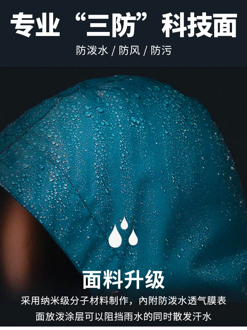 黑色沖鋒衣男女三合一兩件套 秋冬季戶(hù)外工作服大碼定制印字logo(圖5)