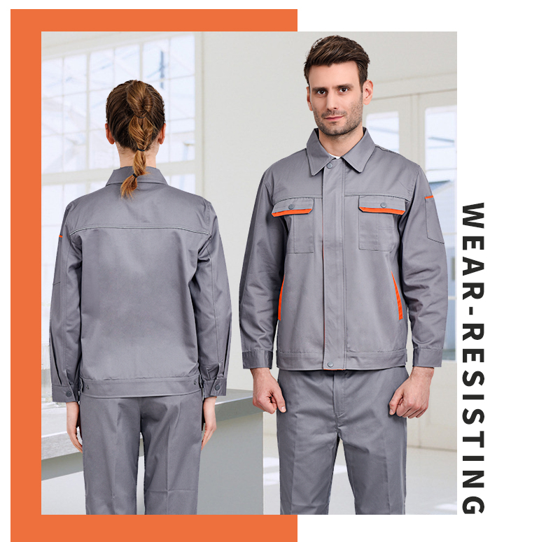 工作服套裝男 長(cháng)袖加厚耐磨工廠(chǎng)車(chē)間汽修服勞保服上衣定做印字(圖14)