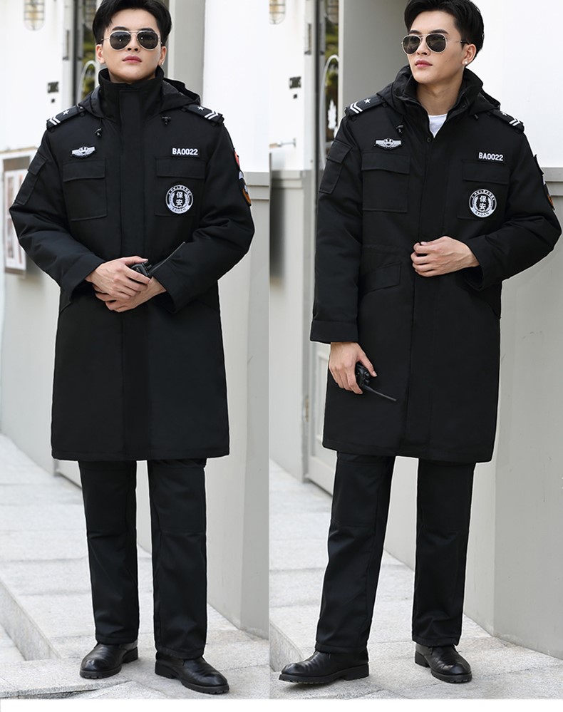 保安大衣男冬季制服棉服黑色作訓服冬裝套裝女耐磨定制工作服棉衣(圖20)