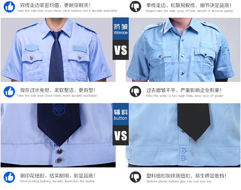 2011式保安制服夏裝短袖襯衣物業(yè)工作服套裝男春秋長(cháng)袖夏季保安服(圖6)
