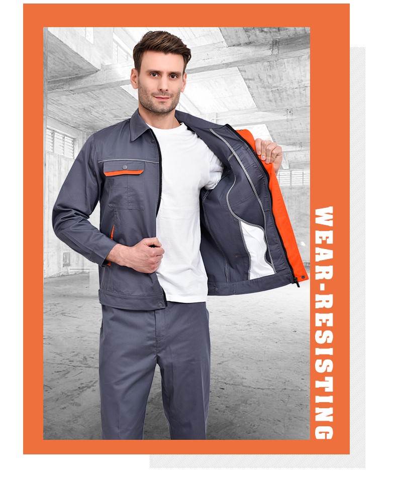 工作服套裝男 長(cháng)袖加厚耐磨工廠(chǎng)車(chē)間汽修服勞保服上衣定做印字(圖20)