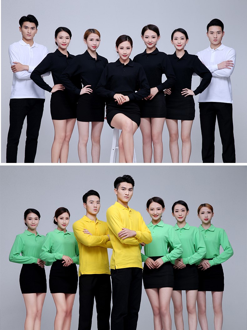 純棉長(cháng)袖t恤polo衫定制logo翻領(lǐng)工作服定做diy廣告文化衫印字刺繡(圖14)