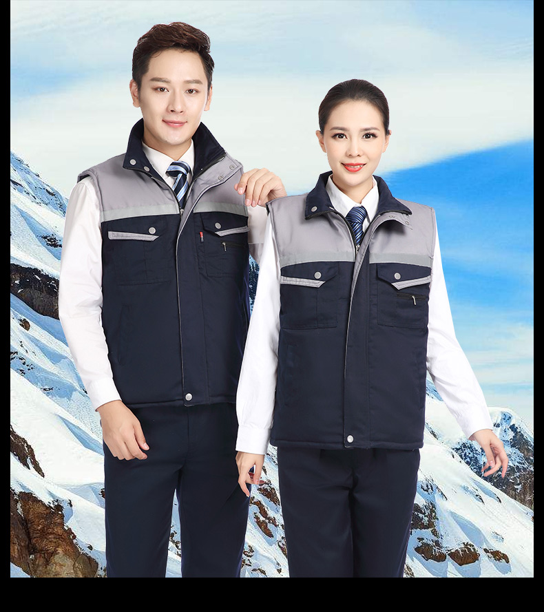 冬季建筑工地工人工廠(chǎng)倉儲反光條背心男女環(huán)衛工程保暖棉馬甲(圖14)