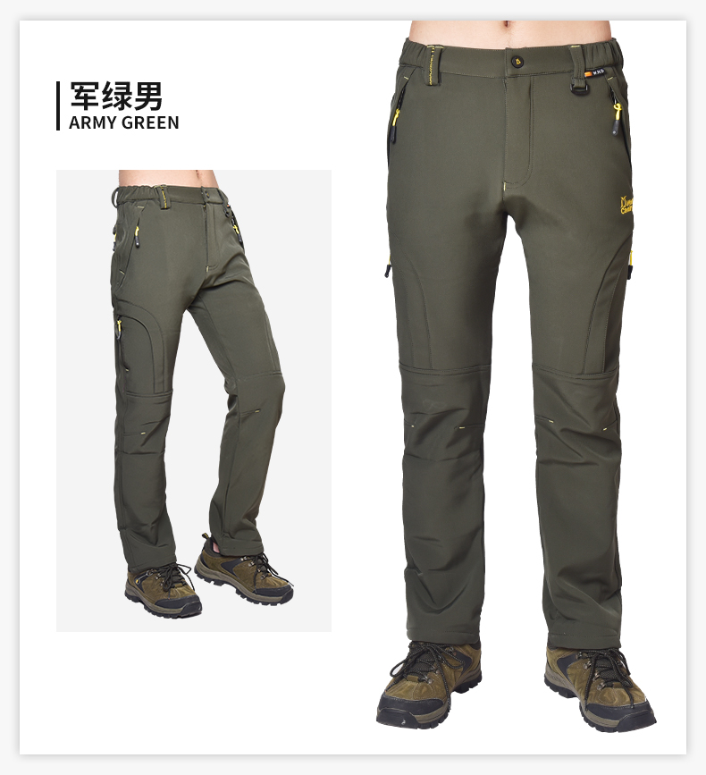 戶(hù)外沖鋒褲男秋冬季加絨加厚防風(fēng)保暖防水抓絨防寒滑雪軟殼登山褲(圖14)
