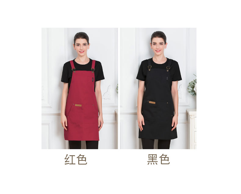 韓版定做LOGO背帶園藝網(wǎng)咖理發(fā)加厚耐磨西餐廳烘焙蛋糕奶茶店圍裙(圖4)