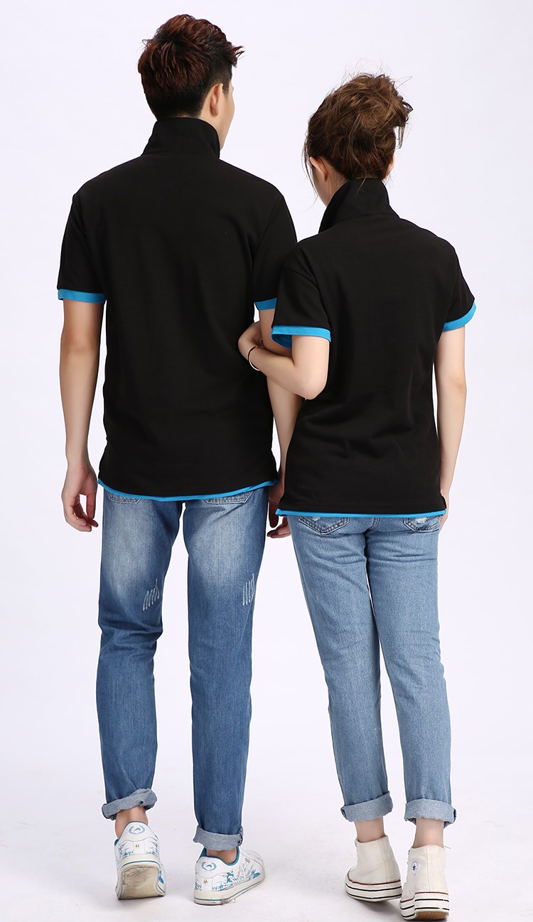 POLO衫定制雙領(lǐng)韓版時(shí)尚男女短袖T恤可立領(lǐng)訂做學(xué)生班服工作服裝(圖3)