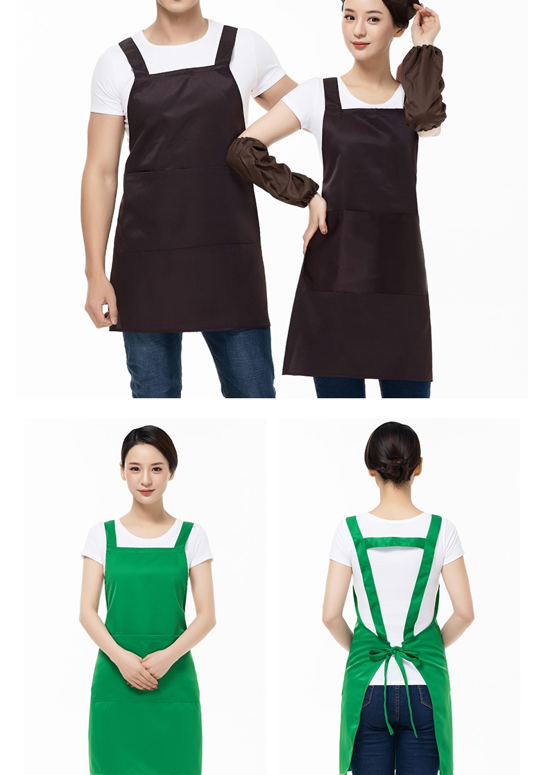 圍裙定制logo印字家用廚房純棉防水防油定做餐飲店工作服女時(shí)尚男(圖12)