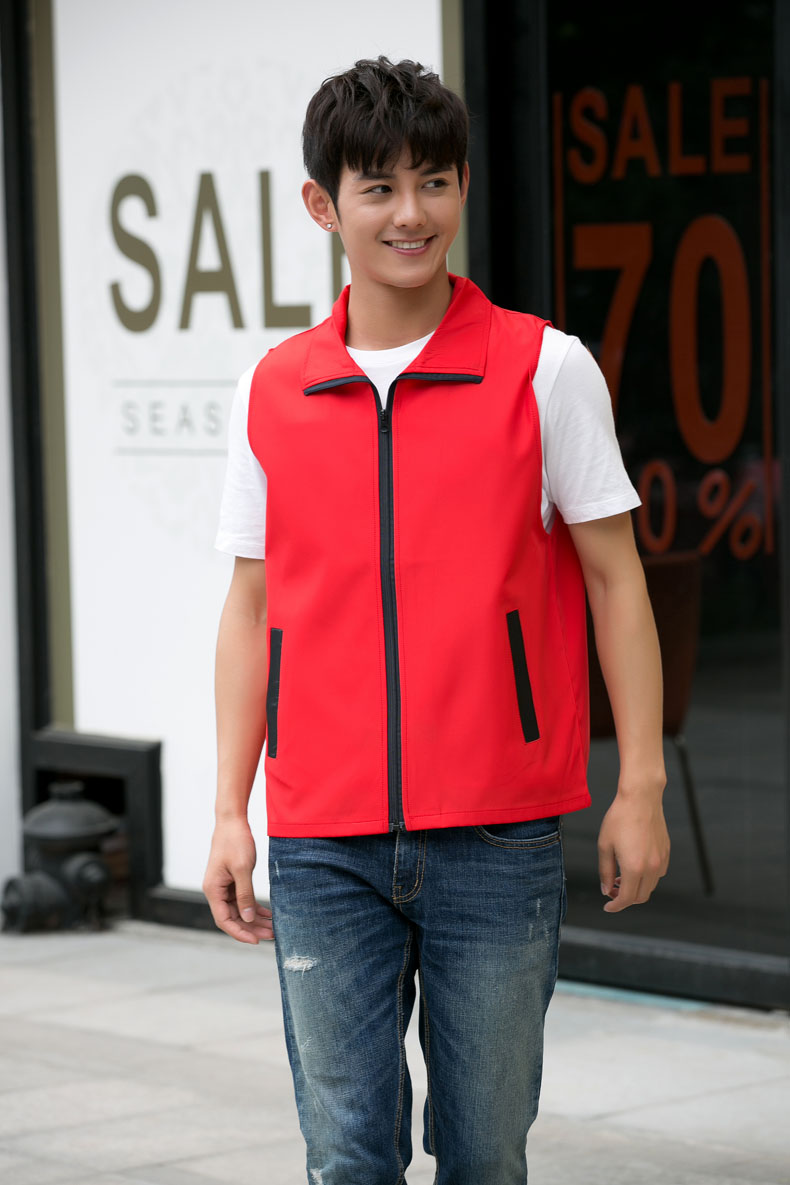 印logo定制志愿者馬甲義工工作服公益活動(dòng)服裝v領(lǐng)背心純棉紅馬甲(圖65)