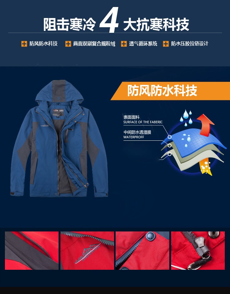 秋冬大紅色沖鋒衣男女大碼定制牛欄山汽車(chē)4s店工作服印字刺繡logo(圖5)