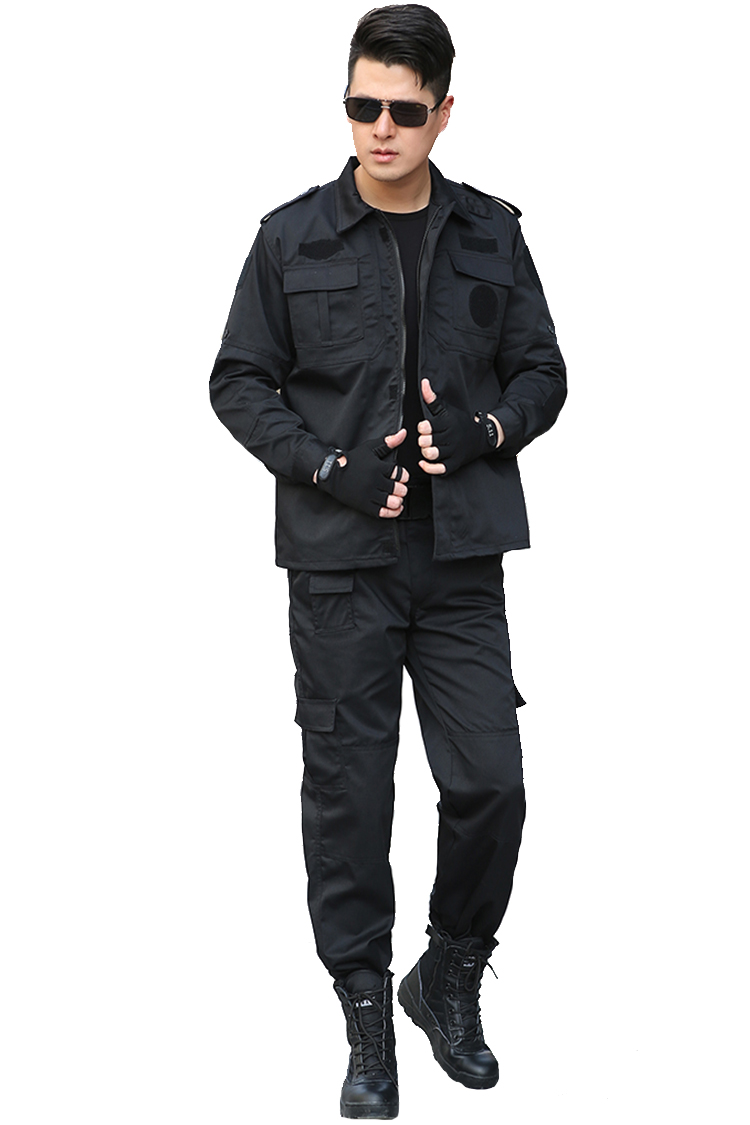 保安工作服套裝男長(cháng)袖春秋冬作訓服黑色物業(yè)保安制服訓練服保安服(圖10)