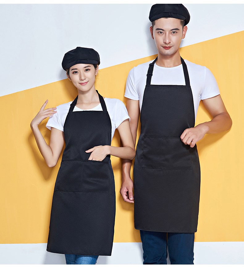 掛脖圍裙定制logo印字廣告餐廳飯店美甲奶茶店防水工作服純色簡(jiǎn)約(圖12)