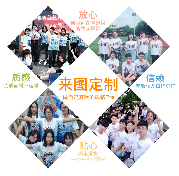 班服定制t恤短袖學(xué)生夏季畢業(yè)班服定制運動(dòng)會(huì )純棉印logo文化衫(圖1)