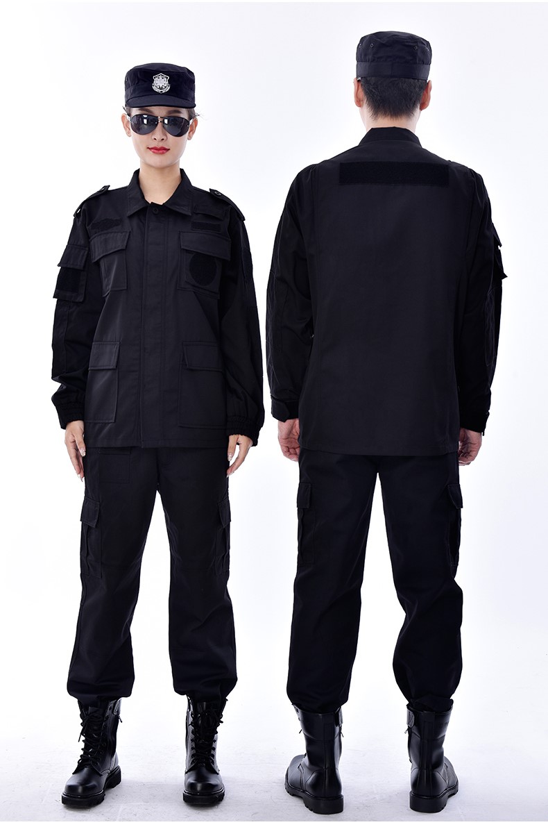 保安工作服套裝男長(cháng)袖春秋冬加厚冬裝安保物業(yè)黑色長(cháng)袖作訓服制服(圖11)