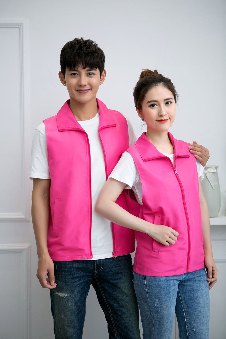 印logo定制志愿者馬甲義工工作服公益活動(dòng)服裝v領(lǐng)背心純棉紅馬甲(圖32)