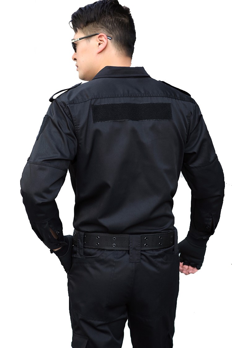 保安工作服套裝男長(cháng)袖春秋冬作訓服黑色物業(yè)保安制服訓練服保安服(圖11)