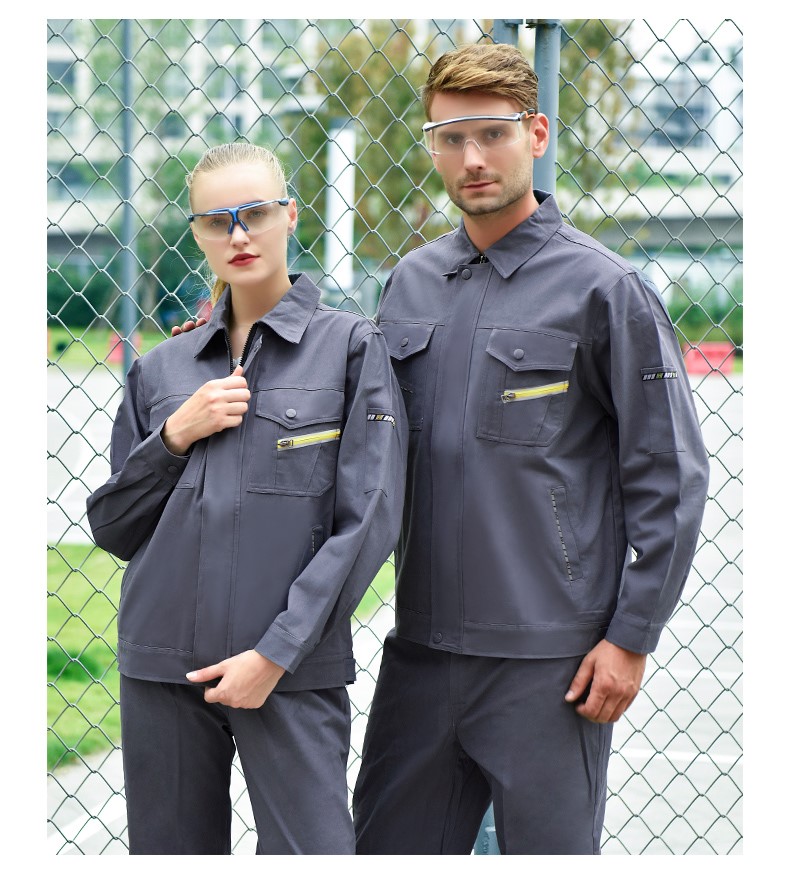 純棉工作服套裝男全棉春秋加厚耐磨焊工防燙勞保服汽修服上衣定制(圖15)