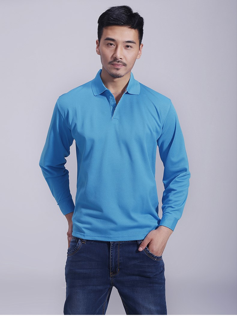 長(cháng)袖T恤男女廣告衫表演翻領(lǐng)工作服團體班服純色Polo衫定制加LOGO(圖18)