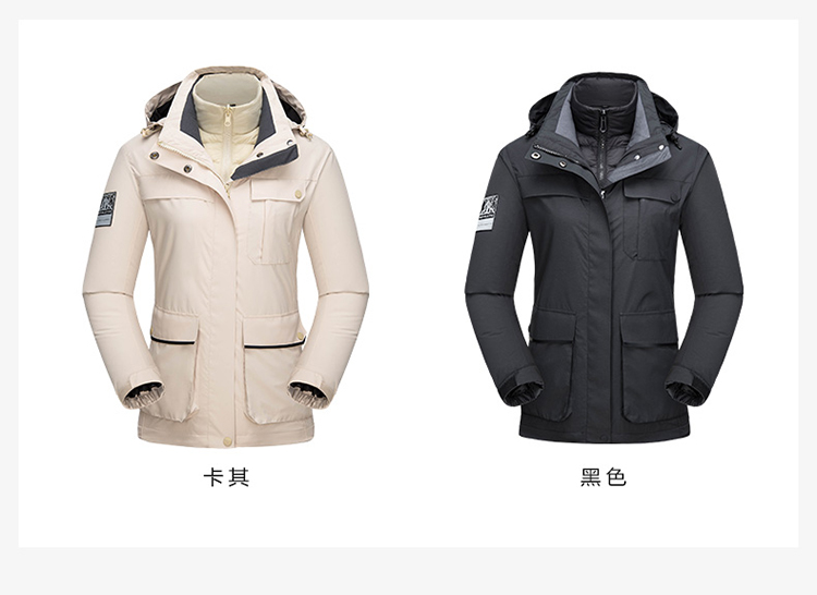 可團購定制戶(hù)外羽絨沖鋒衣男女登山滑雪服女潮款三合一可拆卸外套(圖21)