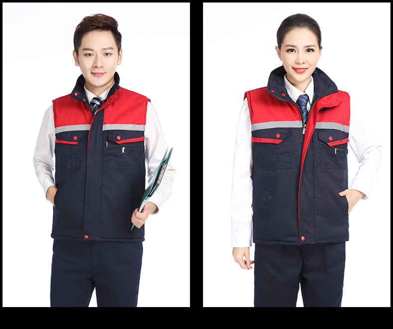 冬季建筑工地工人工廠(chǎng)倉儲反光條背心男女環(huán)衛工程保暖棉馬甲(圖27)