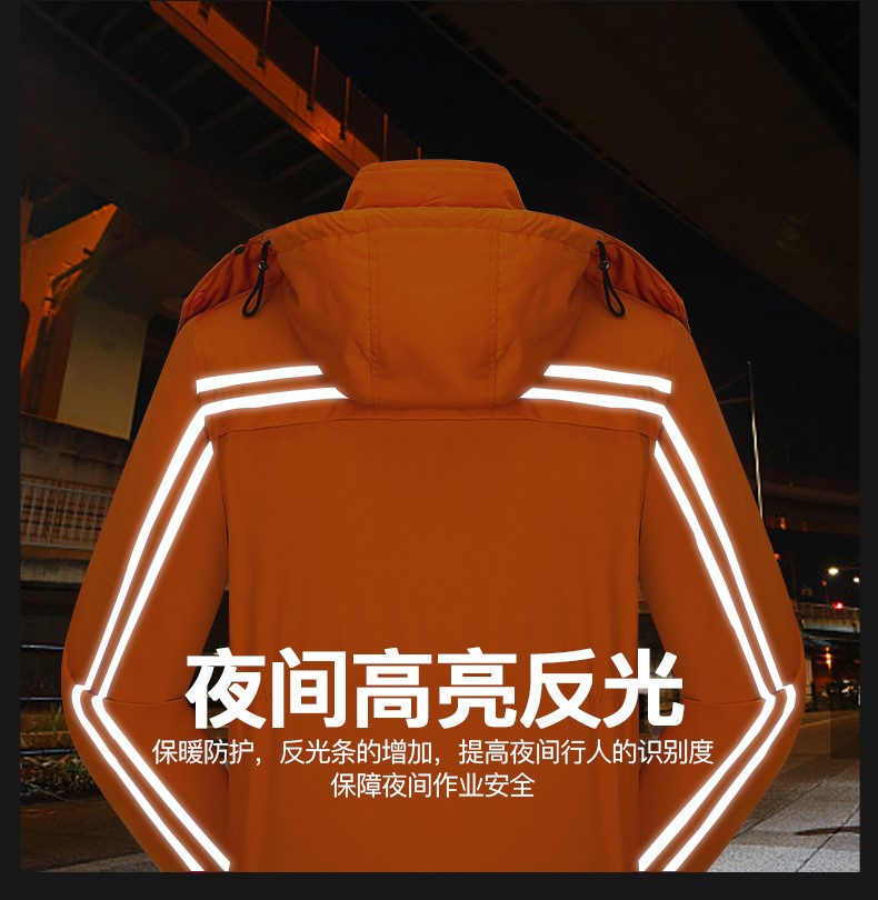 冬季工作服棉衣男加厚反光條勞保服羽絨棉襖耐磨大口袋防寒服冬裝(圖9)