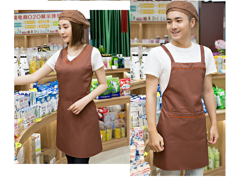 奶茶店美容養生超市餐廳圍裙定制logo印字服務(wù)員工作服背心帶韓版(圖21)