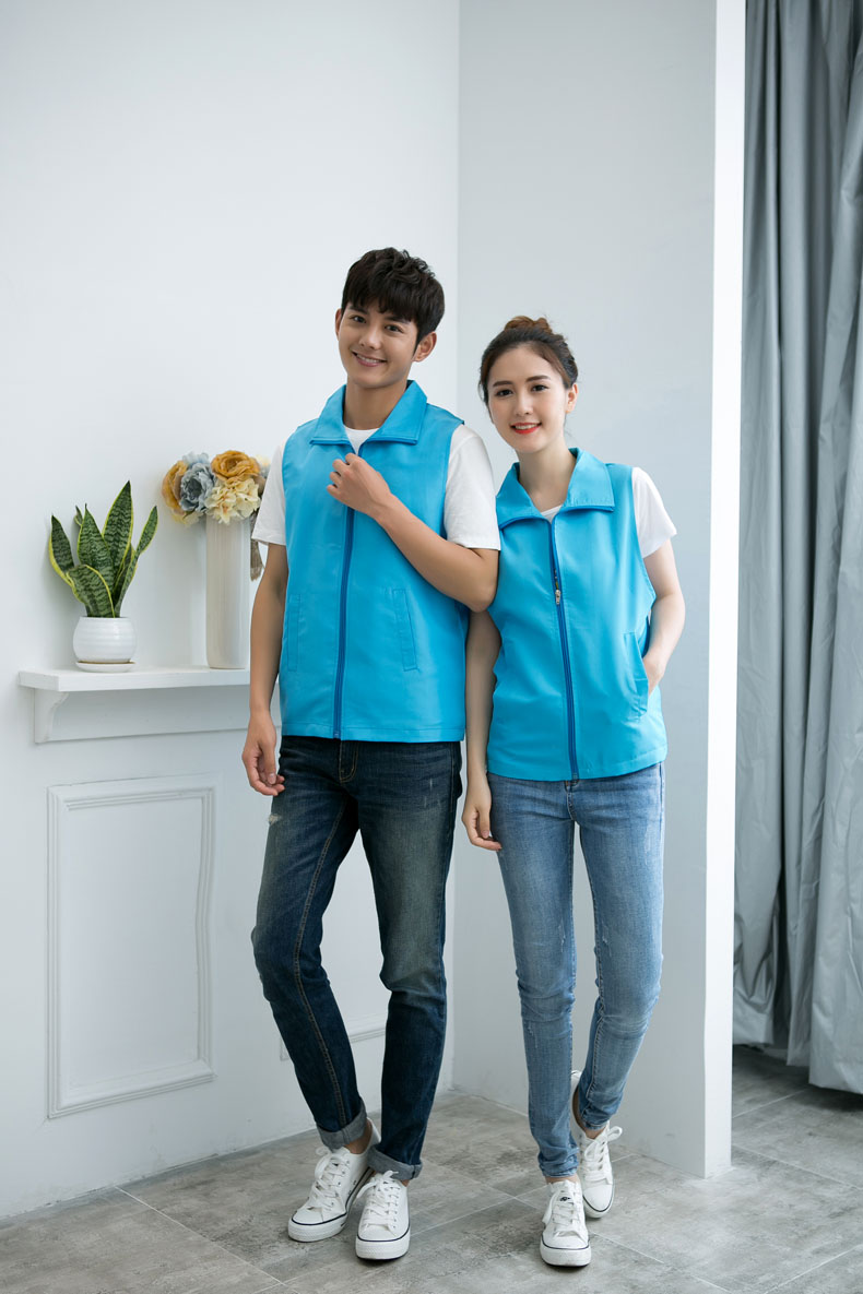 印logo定制志愿者馬甲義工工作服公益活動(dòng)服裝v領(lǐng)背心純棉紅馬甲(圖7)