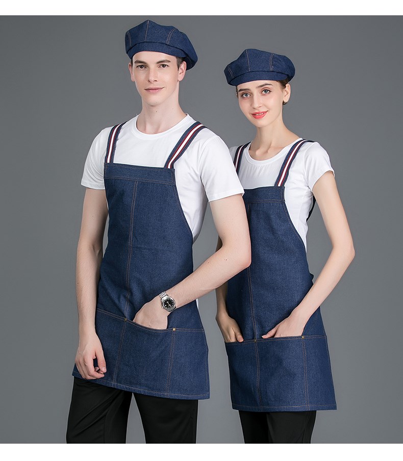 仔工作服圍裙餐廳咖啡師奶茶店花藝理發(fā)師背帶定制圍裙印logo女(圖15)