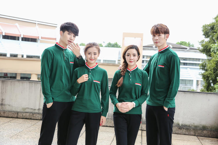 2019秋季工作服長(cháng)袖t恤立領(lǐng)POLO衫男女工裝團體服定制diy印字logo(圖7)