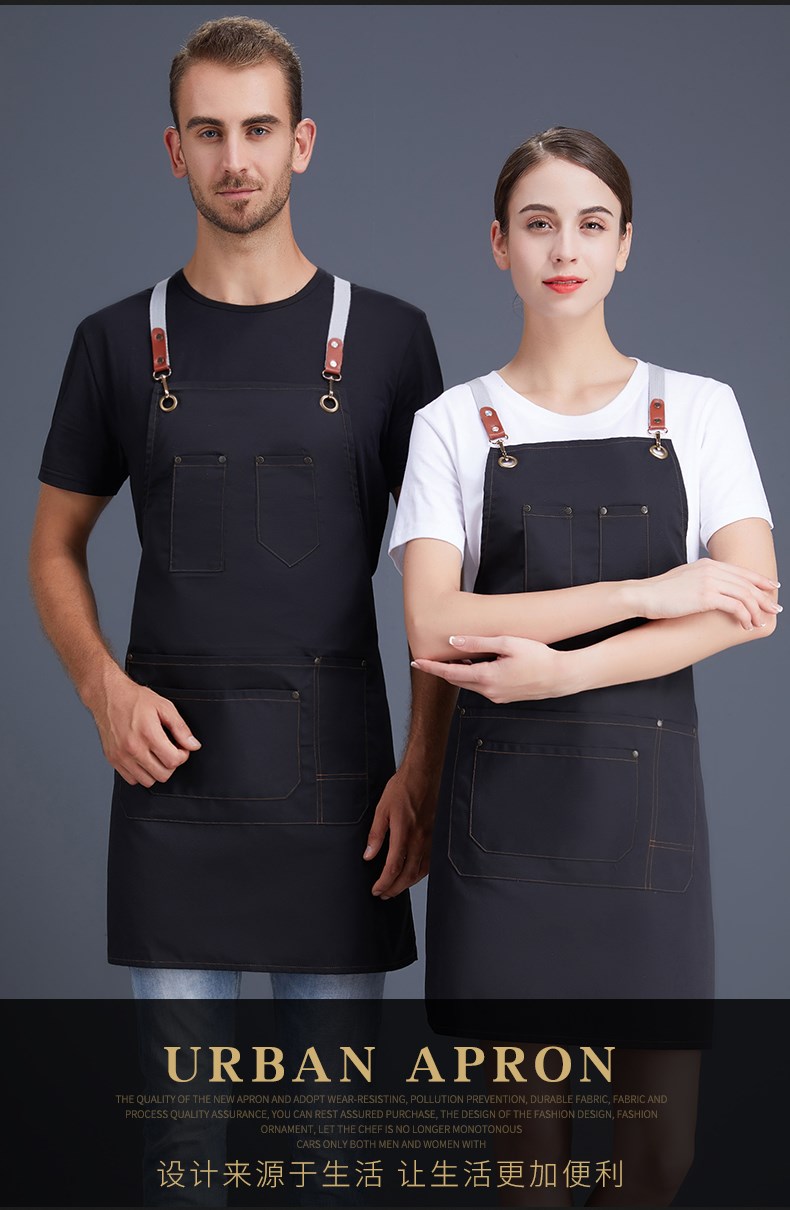 帆布牛仔圍裙 韓版工作服廚房女定制logo定做網(wǎng)咖花店咖啡店印字(圖2)
